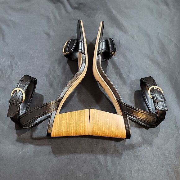 NEW SODA Square Open Toe Metal Buckle Sandals Satacked Low Heel SANDAL - Picture 8 of 16